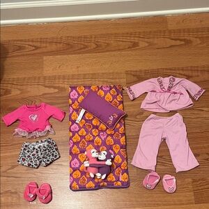 American Girl Pink and Purple Doll Sleepover Set